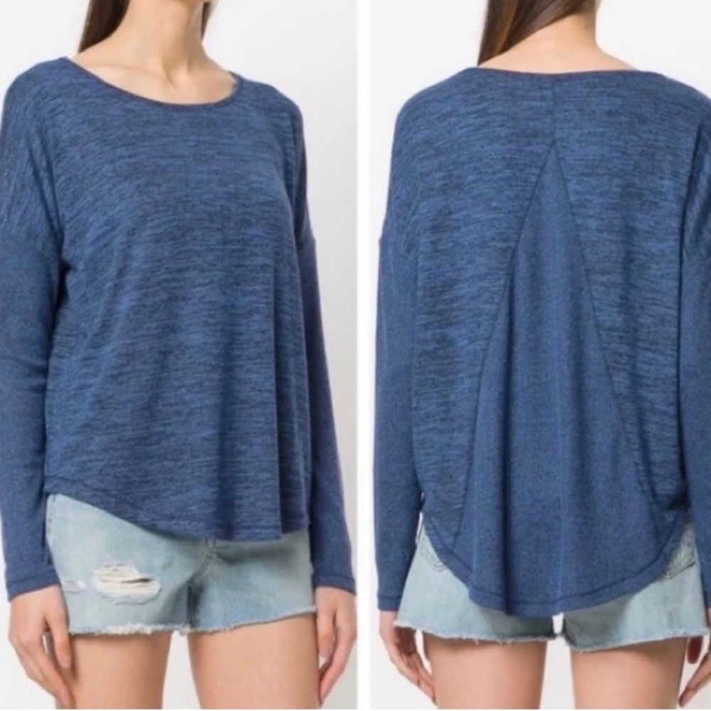 Rag And Bone Amelie Long Sleeve Heathered Blue Dolman Top Bohemian Size Small